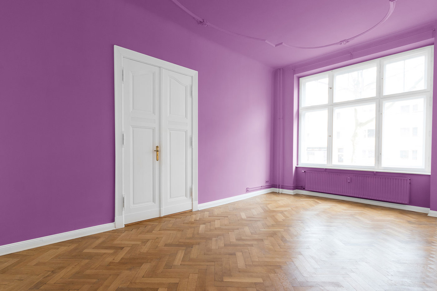 a purple painted room